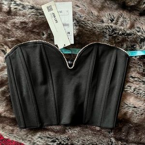 Zara Black Tube Top with rhino-stones heart shape